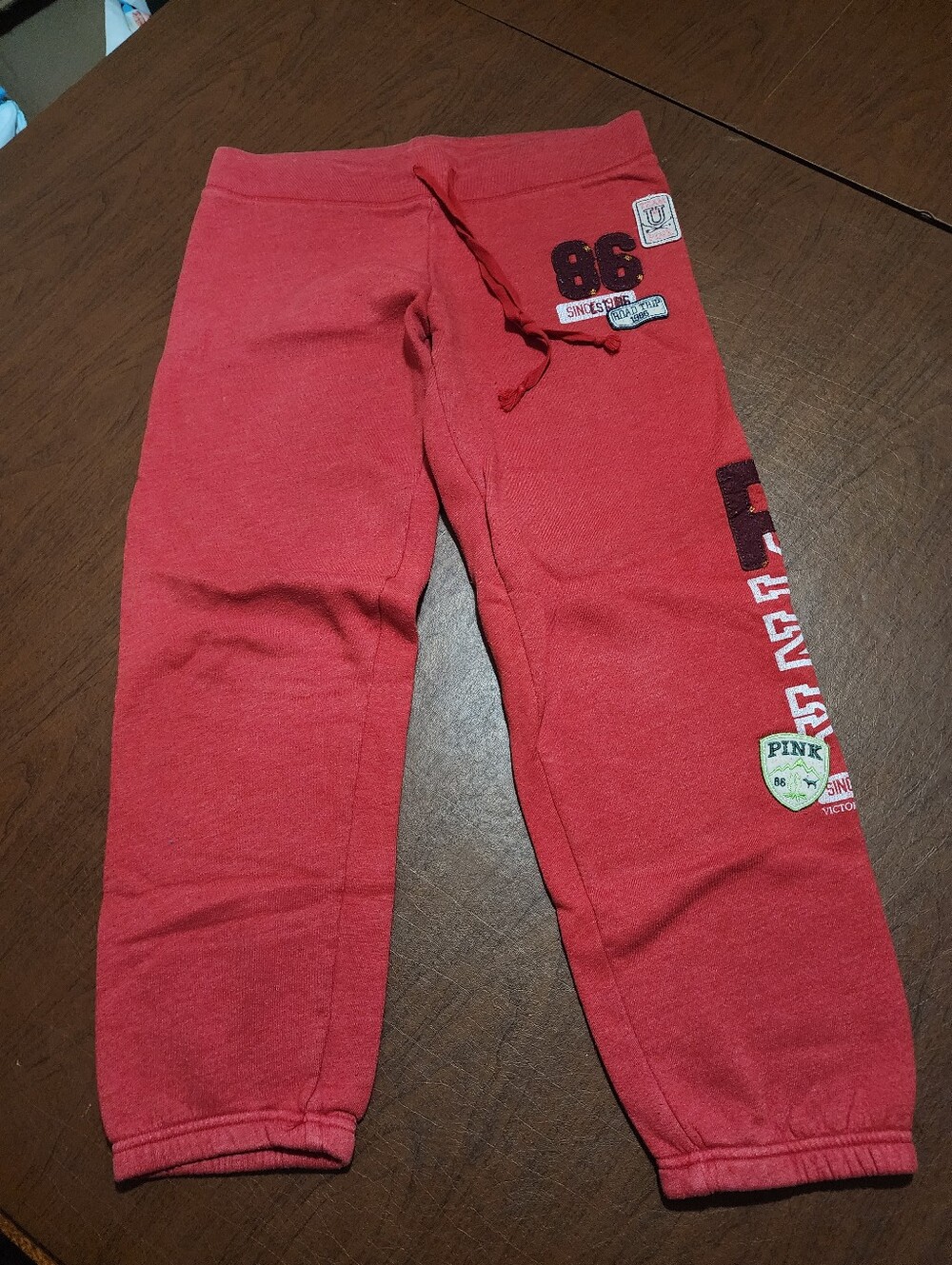 PINK Victoria's Secret Coral Jogger Sweatpants with Patch Details